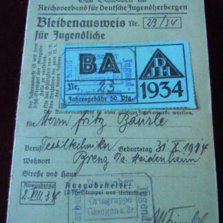 Bleibenausweis für Jugendliche - militaria allemand