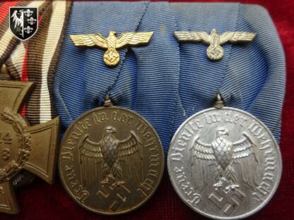 Barrette médailles Ehrenkreuz et 4 et 12 ans de service - german militaria