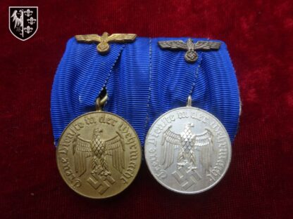 barrette médailles 4 et 12 ans de service - militaria allemand WWII