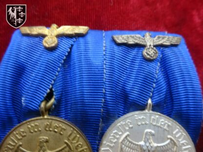 barrette médailles 4 et 12 ans de service - militaria allemand WWII