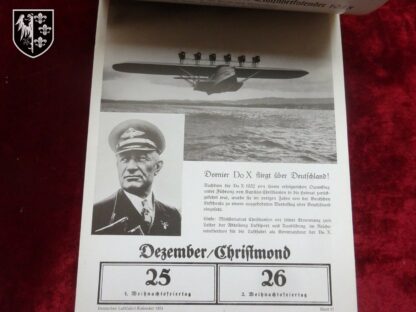 calendrier Luftwaffe 1934. militaria allemand WWII
