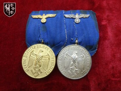Barrette médailles 4 et 12 ans de service - militaria allemand WWII