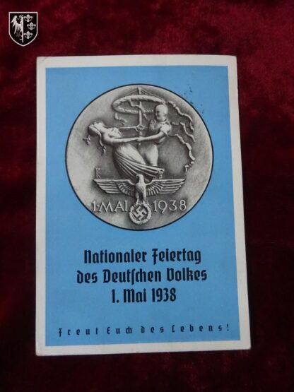 Carte postale nationaler Feiertag des deutschen volkes 1er Mai 1938 - militaria allemand