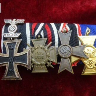 barrette 4 médailles : croix de fer et rappel 1939... - militaria allemand - german militaria