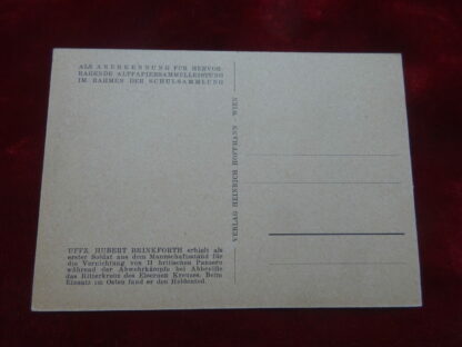 Carte postale Uffz Hubert Brinforth - militaria allemand - german militaria