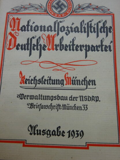 Livret d'adhérent du NSDAP au nom de Joseph Komma né en 1908. Il a adhéré au Parti le 1er mai 1937. 