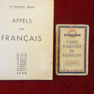 Lot brochure appel aux Français et carte identité 1944 RÉSERVÉ (CD)