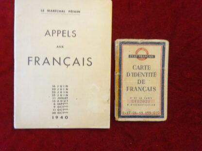 Lot brochure appel aux Français et carte identité 1944 RÉSERVÉ (CD)