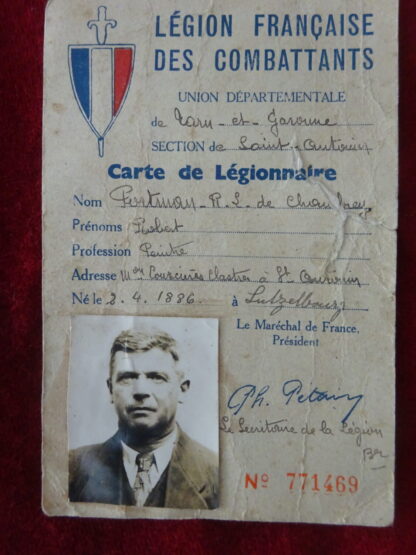 Lot livret militaire, carte LFC, carte combattant RÉSERVÉ (CD) – Image 2