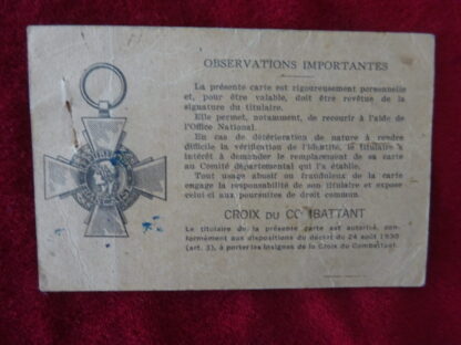 Lot livret militaire, carte LFC, carte combattant RÉSERVÉ (CD) – Image 5