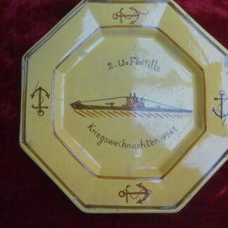 Assiette 2.U Flottille Kriegsweihnachten 1941 Henriot Quimper