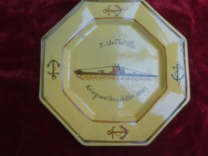 Assiette 2.U Flottille Kriegsweihnachten 1941 Henriot Quimper
