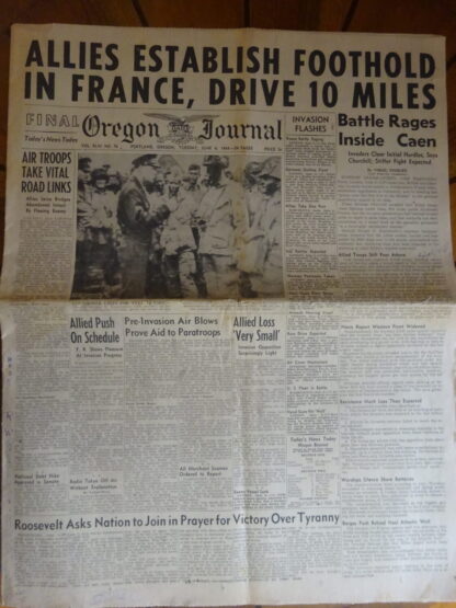 Oregon journal 6 june 1944 D Day
