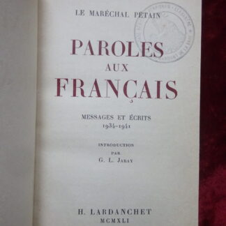 Livre Philippe Pétain, Paroles aux Français